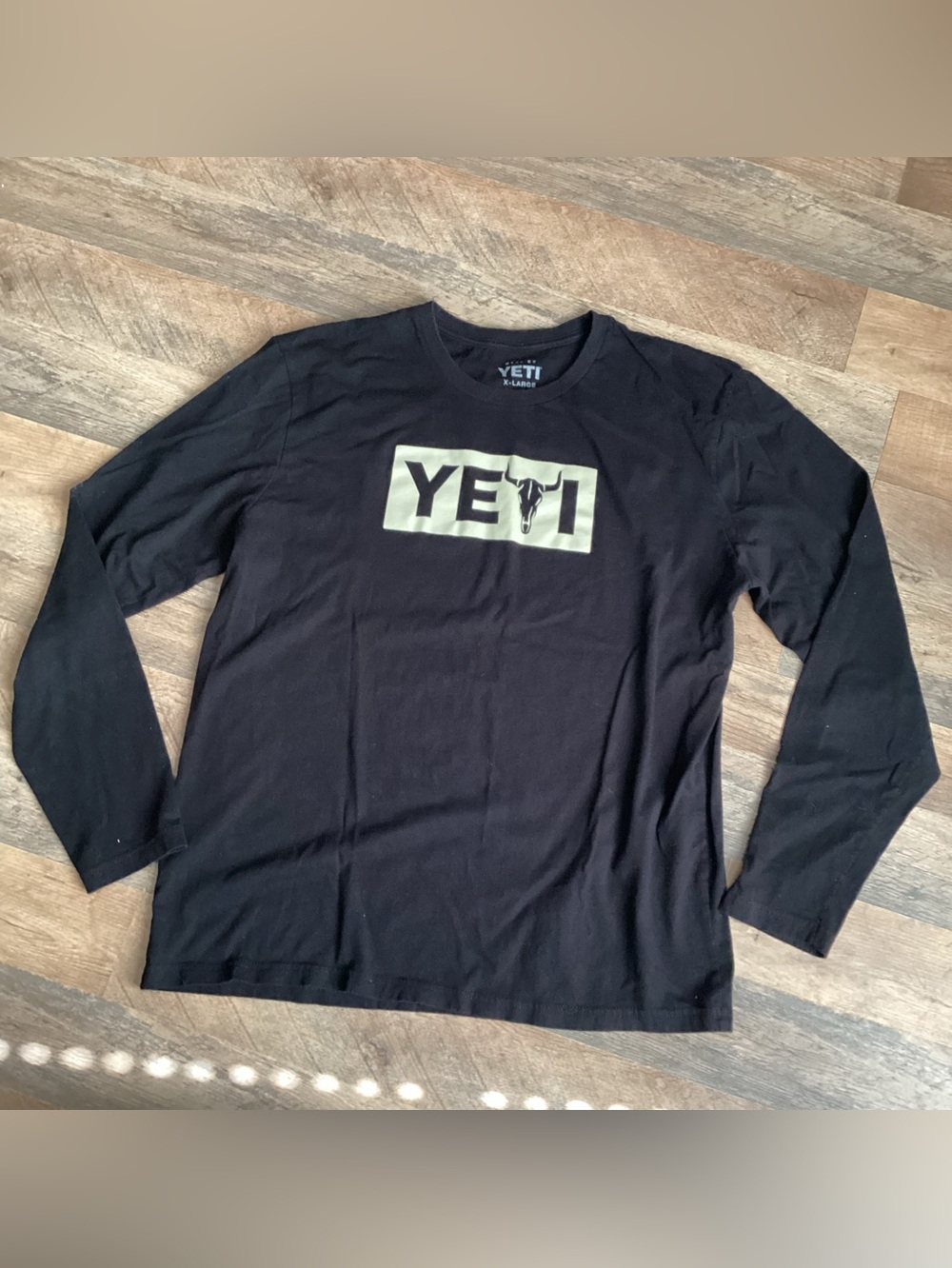 Yeti Black Long Sleeve Tee with Light Logo Panel